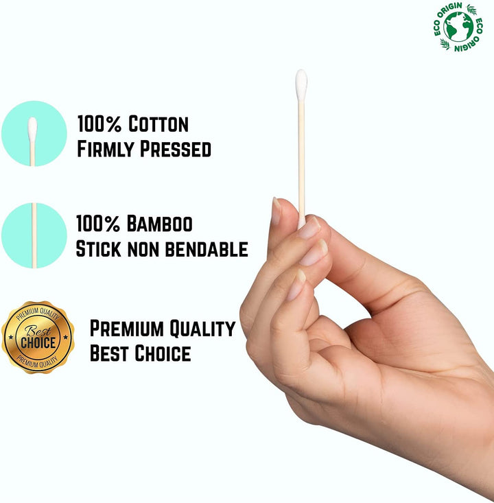 600 Bamboo Cotton Buds |100% Eco-Friendly Biodegradable | Cotton Wool Buds | Compostable Bamboo Earbuds | Recycled Plastic Free Packaging | Correct Makeup | Carbon Offsetting | 6X100 Ear Buds Cotton