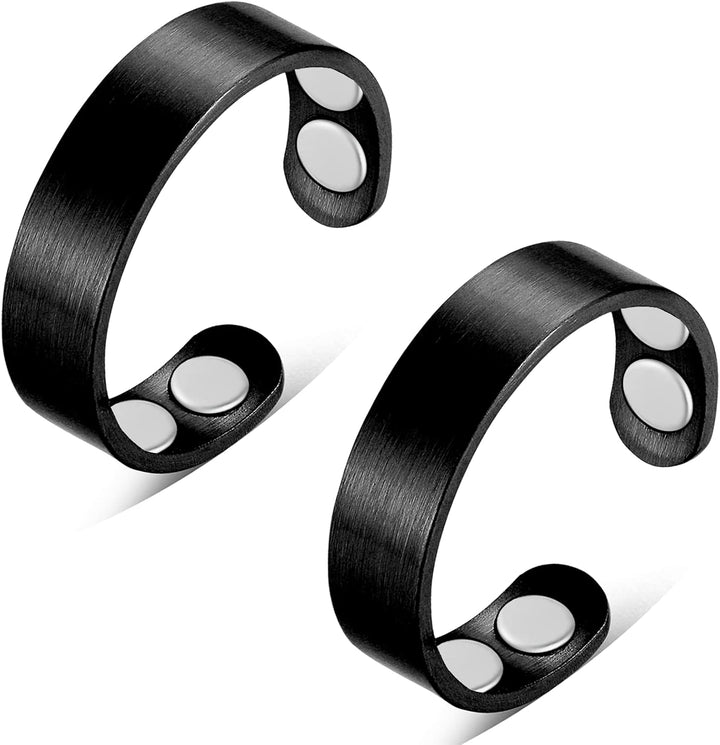 2PCS Copper Magnetic Rings for Women & Men with Strong Ultra Strength Magnets 99.99% Solid Pure Copper Adjustable with Gift Box