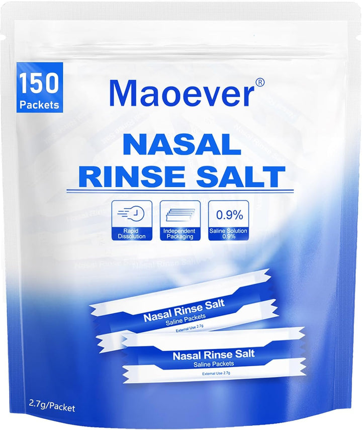 100 Saline, Neti Pot Salt, Individually Wrapped Saline for Neti Pots, Nasal Irrigation, and Squeeze Bottles & Sinus Relief | Sinus Care
