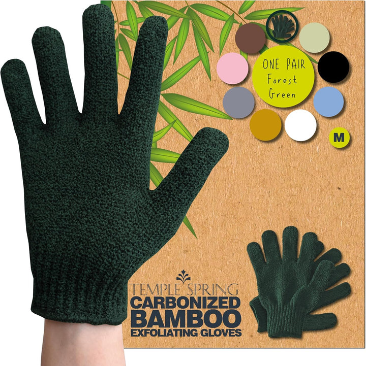 Exfoliating Glove, Carbonized Rayon Bamboo Body Scrubber, Loofah Exfoliating Mitt, Shower Scrubber Wash Cloth, Body Exfoliator Scrub, Loofa Shower Gloves Bath Sponge - Grey