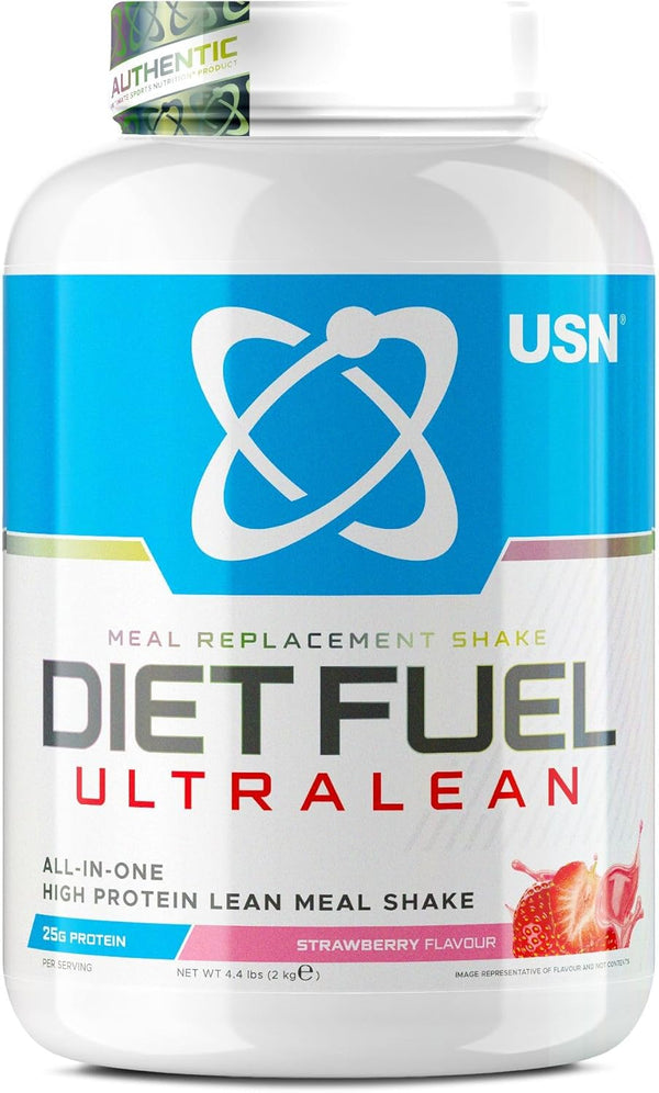 Diet Fuel Ultralean Meal Replacement Shake Powder (Strawberry, 2Kg - 36 Servings/Meals) Tasty High Protein Shake to Feel Full for Longer, Weight Control Powder, Drink Mix with 25G Protein