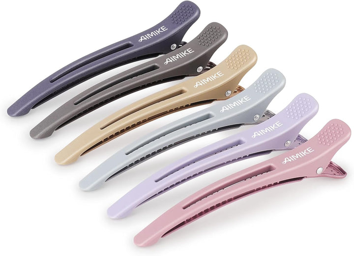 6PCS Sectioning Hair Clips for Styling, Anti-Slip No-Trace Salon Hair Sectioning Clips with Silicone Band