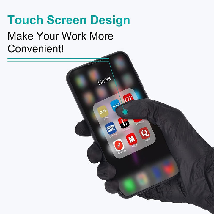 ] Black Nitrile Disposable Gloves | Latex Free | Powder Free | Medical Exam Gloves | Use in Surgical, Home, Cleaning, and Food Gloves | Extra Strong and Thick –Box of 100 – Black - (Medium)