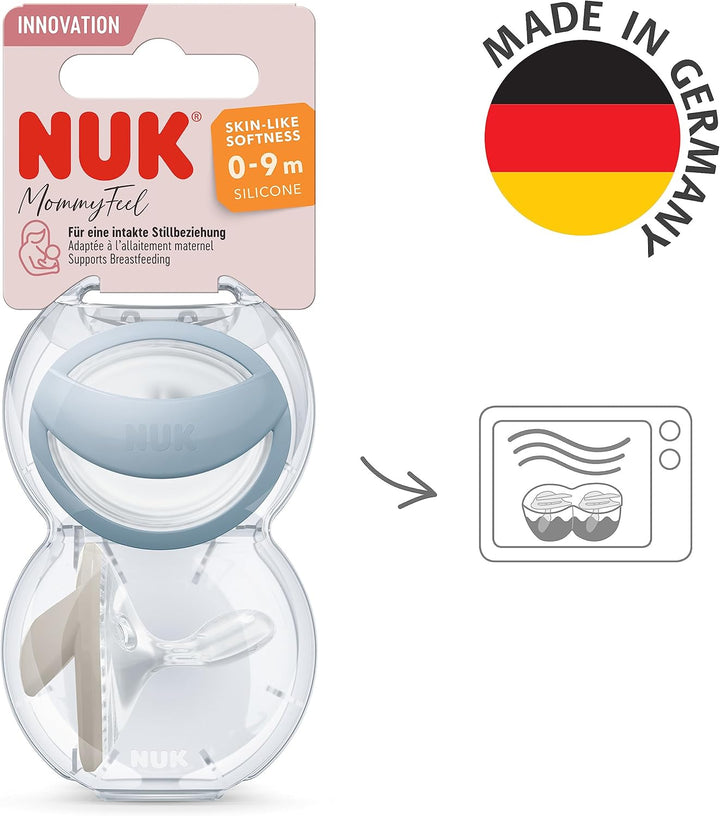 Mommyfeel Baby Dummy | 0-9 Months | Breastfeeding Friendly Soothers | Bpa-Free Silicone | Jeans & Greige | 2 Count