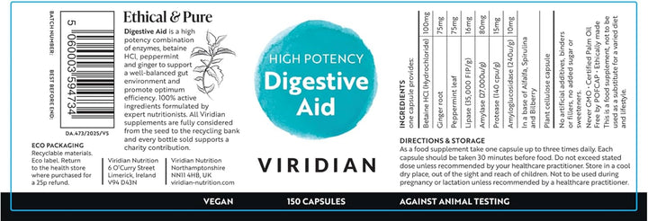 - High Potency Digestive Aid, 150 Caps | Broad-Spectrum Enzymes with Betaine Hcl, Ginger & Peppermint | Gut Health & Nutrient Absorption | Vegan & Kosher | Nutritionist Formulated