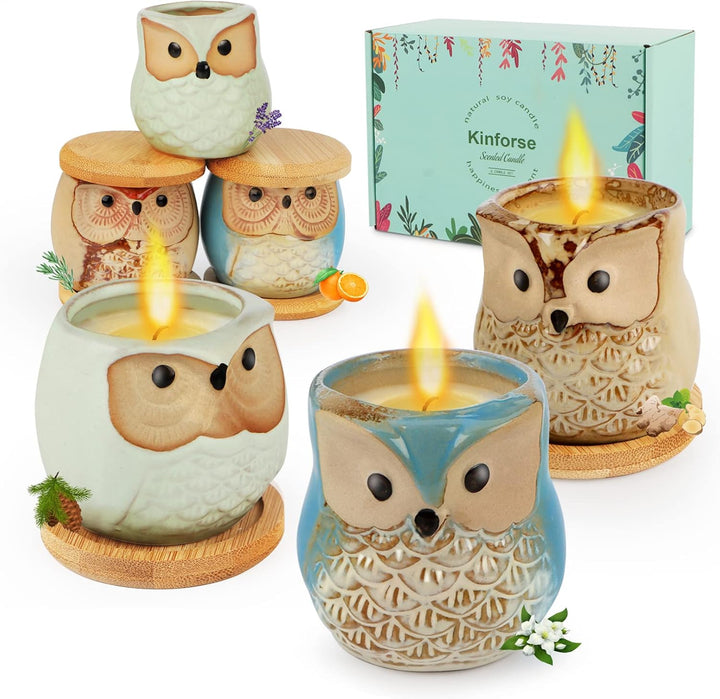 Luxury Scented Candle Gift Set for Women - 6-Piece Whimsical Owl-Themed Birthday Gifts for Her, Enchanting Aromatherapy Presents for Women, Thoughtful Anniversary for Best Friend, Mom, Wife