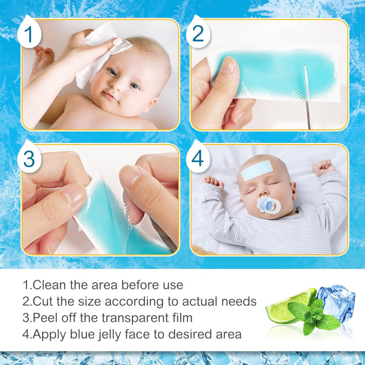 20 Sheets Cooling Gel Patch, Forehead Fever Cool Pads, Instant Cooling Comfort Forehead Patches for Kids & Adults, Cooling-Forehead Strips Help Relieve Headaches, Migraine & Sunstroke