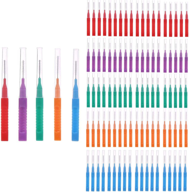 48 Pcs Interdental Brushes, Tooth Cleaning Tool for Cleaning Gaps between Teeth(6 Colors)
