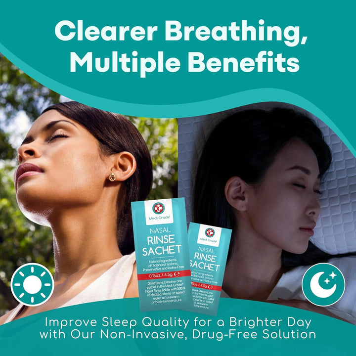 Saline Nasal Rinse Salt Sachets for Nasal Irrigation 50 Sachets X 4.5G -All Natural, Isotonic and Ph Balanced for Clear Nasal Passages and Improved Breathing