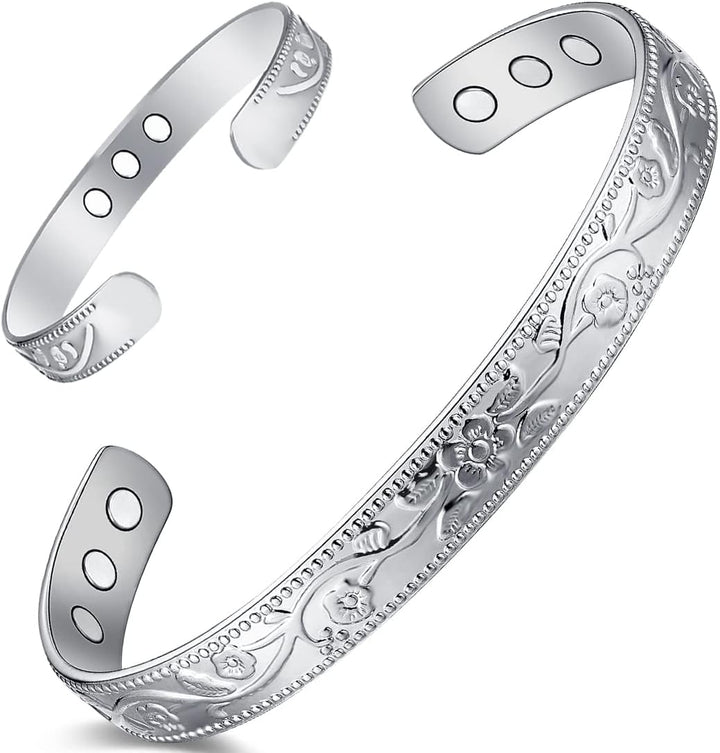 Lymphatic Drainage Copper Bracelet for Women Ultra Strength Magnet Solid Pure Copper Magnetic Bracelet Adjustable Cuff Bangle with Present Box (Tricolour Pattern)