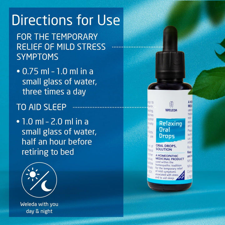 Relaxing Oral Drops, Mild Symptoms Associated with Stress, Promotes Relaxation & Sleep, Avena Sativa, Valerian Root, Homeopathic Medicinal Product, Vegan, 50Ml