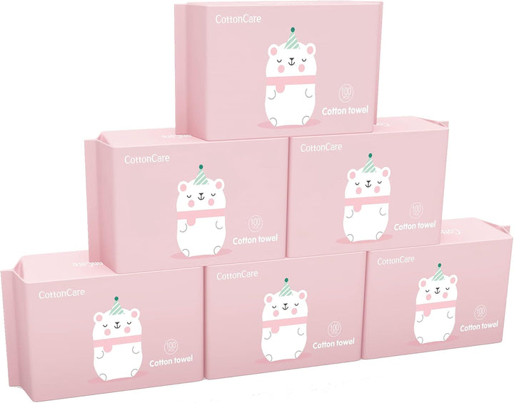 Baby Dry Wipe,100% Cotton,Dry Wipe Cotton Tissues,Baby Sensitive Skin,Taking Care of Baby Skin,7.9 X 4.7 in 6-Pack (600 Count)