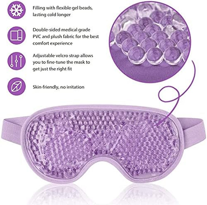 County  Cooling Gel Eye Mask - Cool/Warm Therapy - Perfect for Insomnia, Puffy Eyes & Dark Circles (Purple)