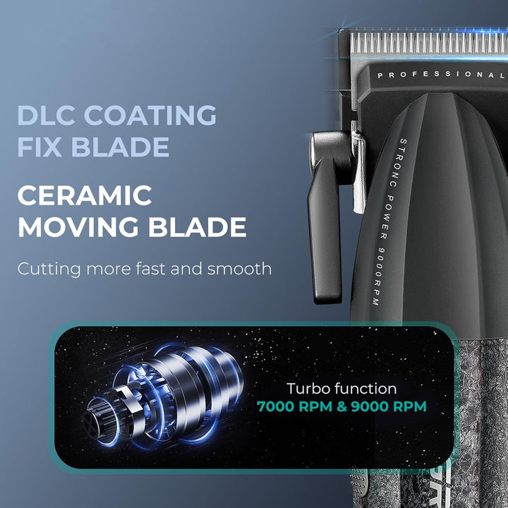 640 Professional Hair Clippers for Men, Cordless Barber Clippers and Trimmers Set, Zero Gap T-Blade Hair Cutting Kit, DLC Coated Ceramic Blade Premium Gift Barber Kit with LED Display(Black)