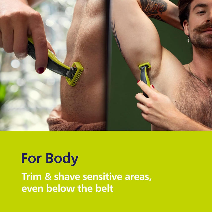 Oneblade Hybrid 360 Blade Technology Electric Shaver for Face & Body, Beard Trimmer/Groomer with 3 X 360 Blade, 3 X Stubble Comb (1,3,5Mm) & 1X Body Kit, Model QP2824/31