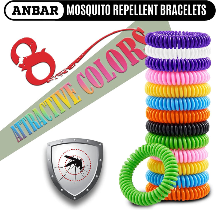 Mosquito Repellent Bracelets Bands for Adults and Kids, 14 Pack, All-Natural Deet-Free, Non-Toxic Protection, Stretchy Waterproof Anti-Mosquito Wristbands for Hiking and Camping
