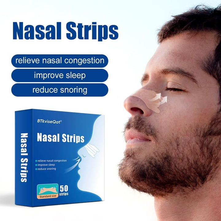 Nasal Strips 50 Pieces Nose Strips for Breathing anti Snoring Aids for Men and Women Nose Tape for Sleeping Stop Snoring Aids for Men Women Nose Breathing Strips Drug-Free anti Snoring Devices