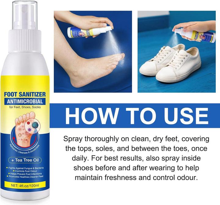 120Ml Athletes Foot Spray - Athletes Foot Spray for Fast Relief & Fungal - Antifungal Treatment for Itchy, Dry Feet - Instant Cooling Effect - 98% Natural Formula for Men & Women