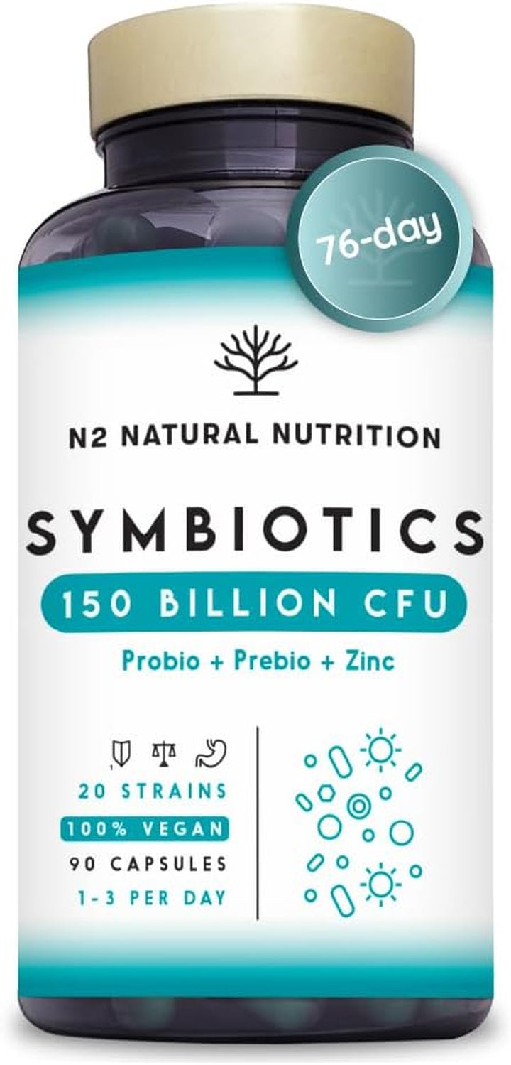 Probiotics 150 Billion CFU – 20 Multi Strains with Prebiotic, Inulin & Zinc – High Strength Vegan Supplement – Gastro Resistant Capsules – 76 Day Supply –