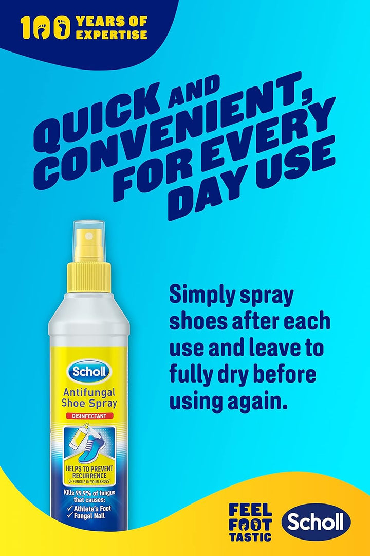 Scholl Shoe Spray Antifungal Disinfectant, 250Ml - Kills 99.9% of Fungal Nail & Athlete'S Foot Causing Fungi, & Odour Causing Bacteria, Pack of 1