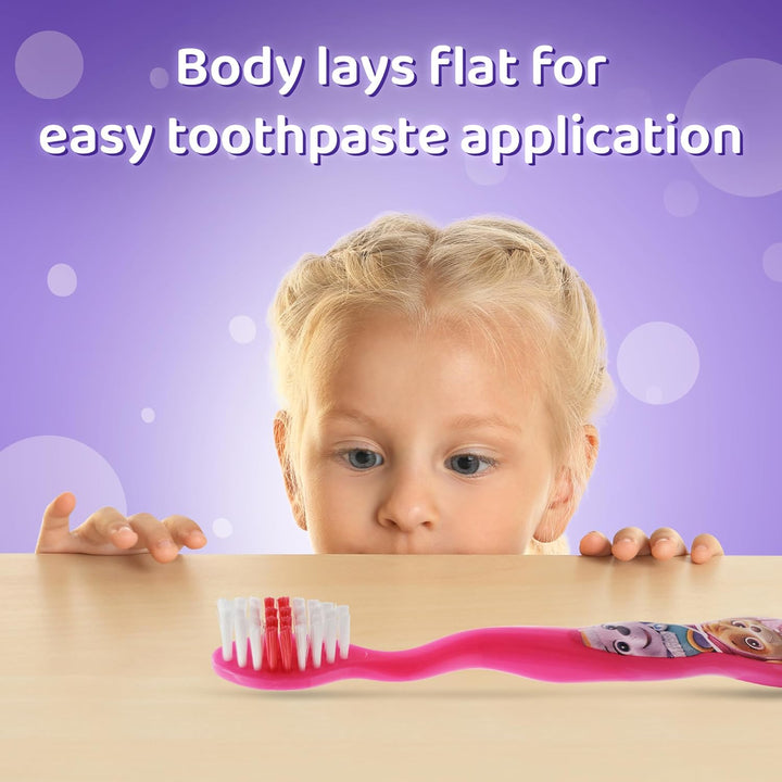 Paw Patrol Skye Little Teeth Toothbrush for Kids with Soft Rounded Bristles, Comfortable Handle Grip and Protection Cap for Children Ages 3+