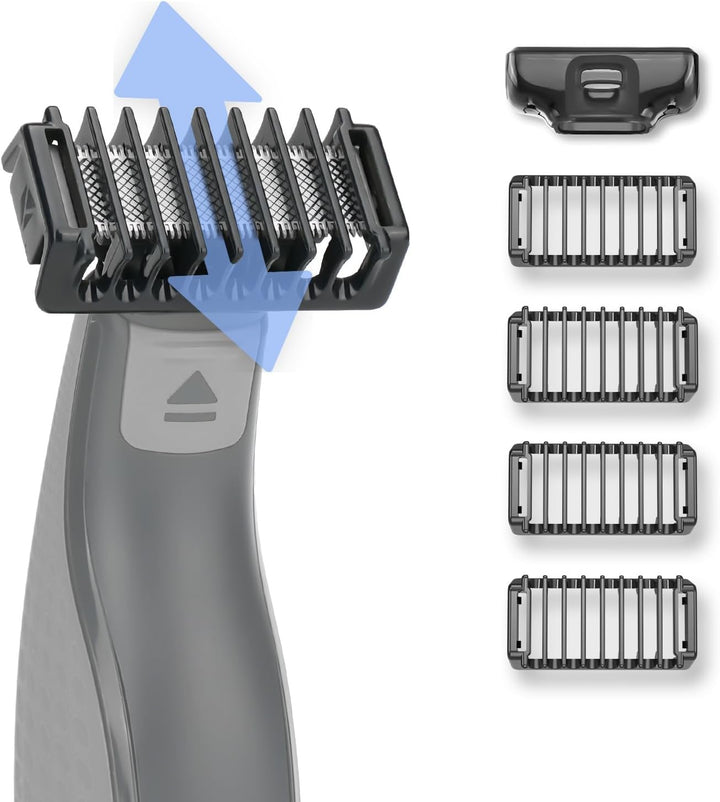 Double-Sided Attachments Compatible with O Blade & Oblade Pro QP2724 QP2520 QP2530 QP2620 QP2630 Trimmer, 4 Combs of 1, 2, 3 and 5 Mm, Maintain Your Perfect Stubble Length