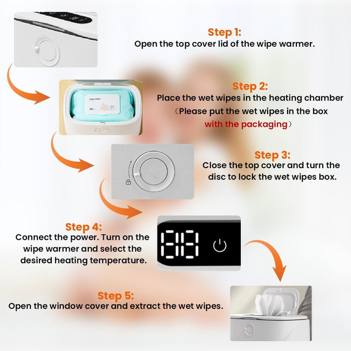Baby Wipe Warmer with 3 Temperature & 3 Warm Night Light, Wipes Warmer for Babies, Fast Heating Wipes Warmer, Larger Capacity Wet W-Ipes W-Armer