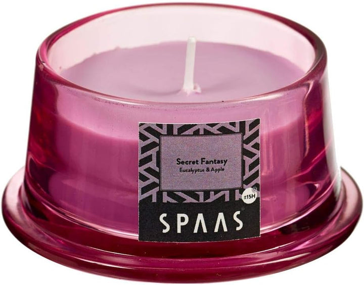 Scented Candle in Low Glass, ± 15 Hours, Magical Thoughts, Wine Red