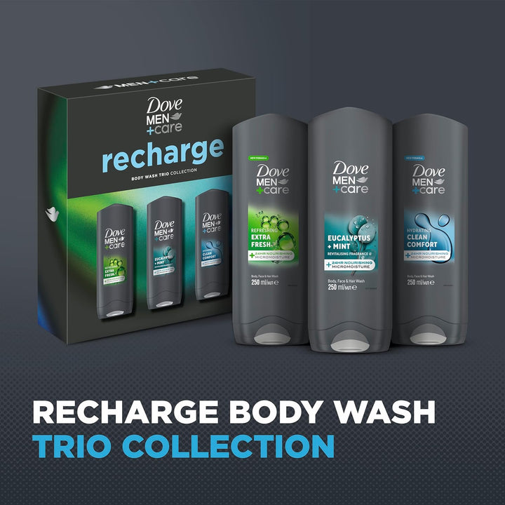 Dove Men+Care Recharge Body Wash Gift Set Trio Collection Perfect Gifts for Him 3 Piece