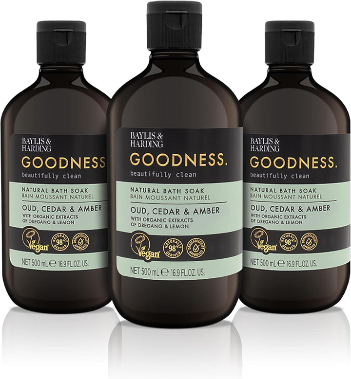 Goodness Oud, Cedar and Amber Body Wash, 500 Ml (Pack of 3) - Vegan Friendly