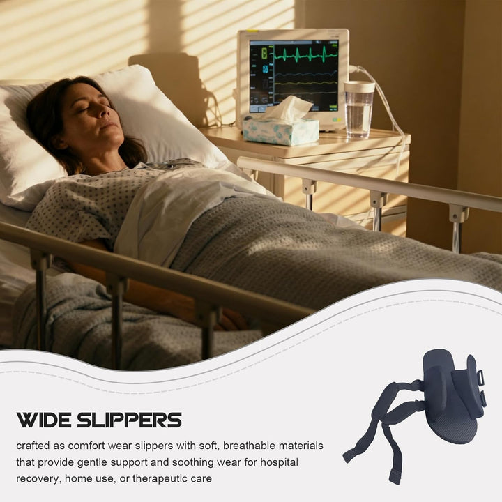 1 Pair Slippers for Women: Adjustable Wide Touch Fastener Support - Washable Comfort Shoes for Post Surgery Hospital Cares