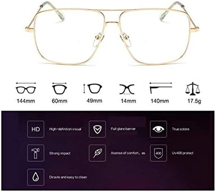 TECH-LINE-DIRECT Vintage 2019 Gold Metal Frame Eyeglasses Mens Womens Sun Glasses Retro Square Optical Lens Eyewear Nerd Clear Lens Glasses