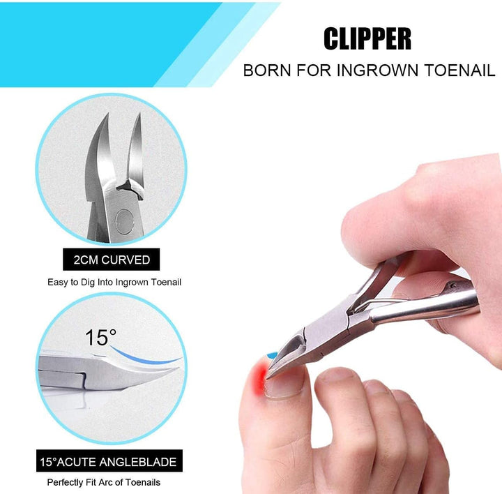Toenail Clippers Set 7Pcs, Staineless Steel Ingrown Toenail Tool Kit, Professional Toe Nail Nippers Set for Ingrown & Thick Nail, Surgery Grade Manicure Pedicure Tool by