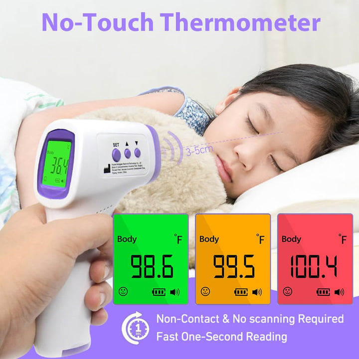 Forehead Thermometer for Adults Kids, Non-Contact Infrared Thermometer with Fever Alarm, Digital Thermometer with 32 Sets of Memory Data, Thermometer for Adults and Kids