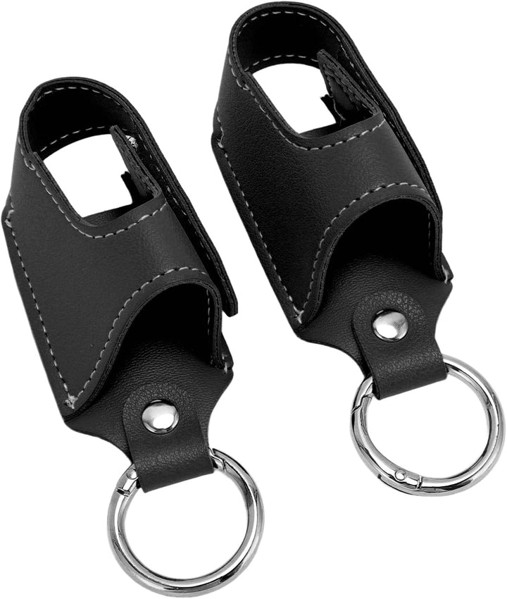 2Pcs PU Leather Asthma Inhaler Holder,Portable Asthma Inhaler Holder Case with Clip,For Home Work or Travel (Black)