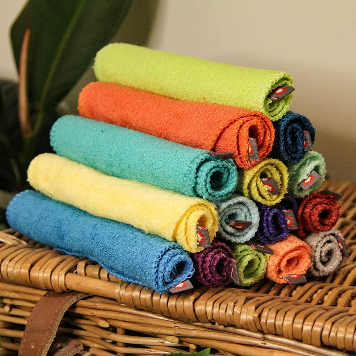 Pop-In Reusable Bamboo Wipes - 10 X Washable Baby Wipes 20X15Cm Pastel Colours Extra Soft & Reusable for Baby'S Hands & Face