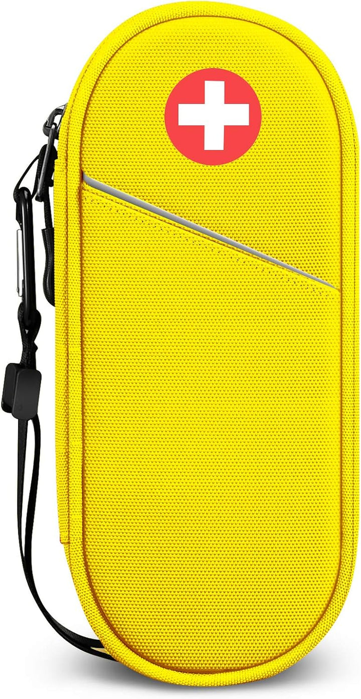 Epipen Medical Carrying Case Insulated, Travel Medication Organizer Bag Emergency Medical Pouch Holds 2 Epipens, Asthma Inhaler, Anti-Histamine, Auvi-Q, Allergy Medicine Essentials, (Red)