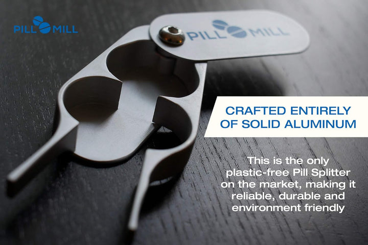 Pill Cutter Splitter by  - Metal Blades That Will Never Dull - Grip Handle Helps to Cut Small or Large Pills with Ease - Light and Durable Tablet Divider - Perfect Medicine Slicer for Travel