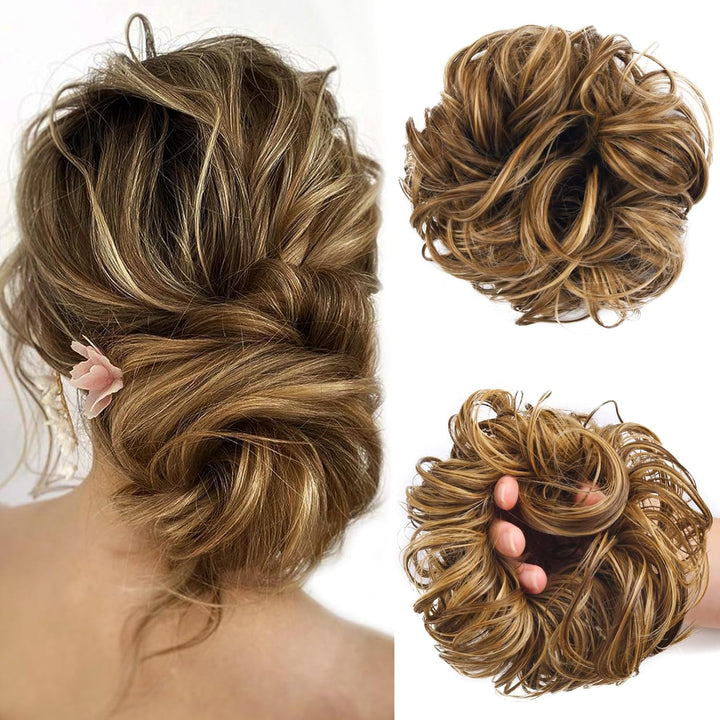 Messy Bun Hair Piece for Women,Curly Wavy Hair Scrunchies Bun Extensions Hairpieces,Synthetic Hair Chignons Accessories Updo for Girls(18/22#,35G)