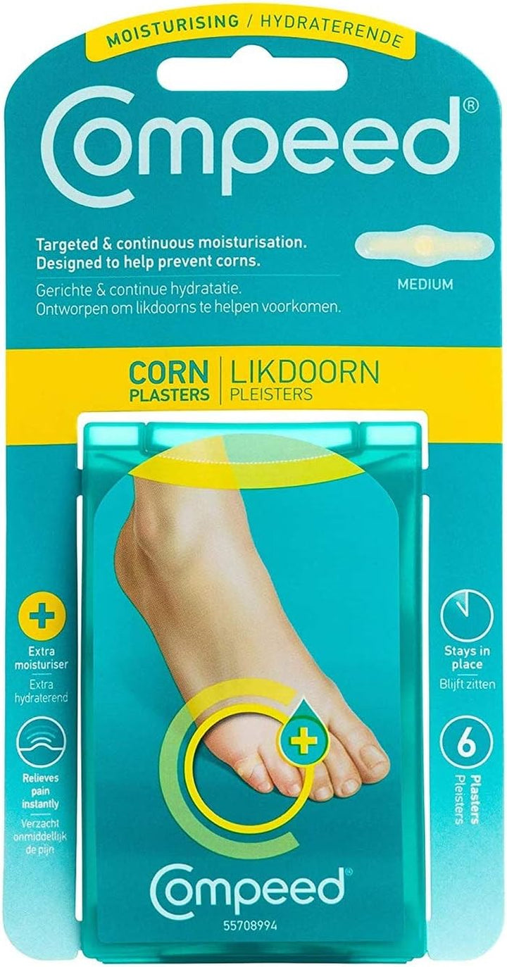 Corn Medium Size Plasters, 10 Hydrocolloid Plasters, Foot Care, Fast Natural Corn Removal, Pain and Pressure Relief