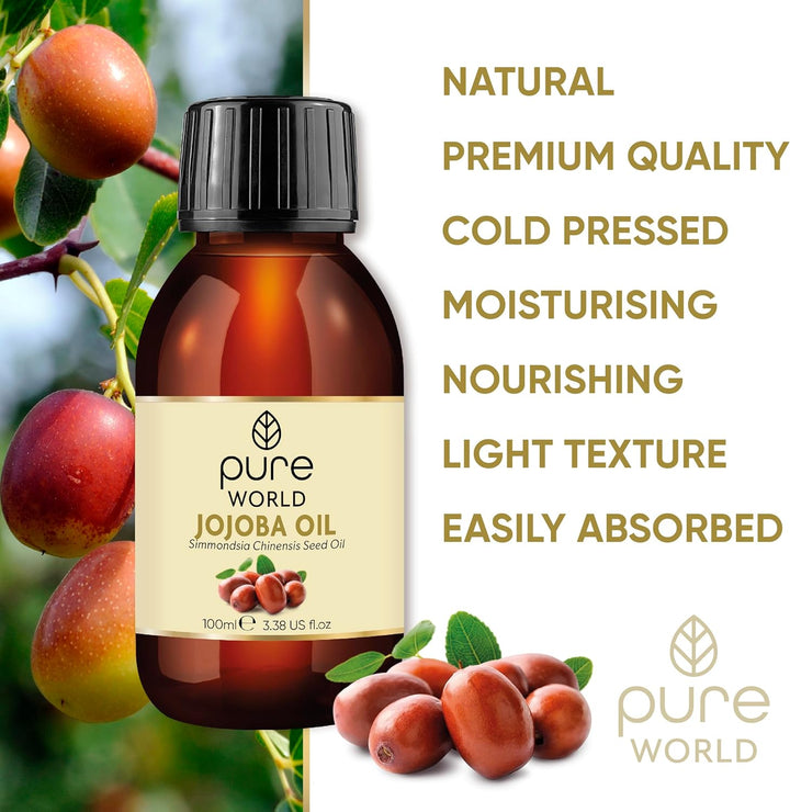 Natural Jojoba Oil 100% Pure and Undiluted 100Ml. Coldand Freshly Pressed Premium Quality Jojoba Oil – Skin, Nails, Body and Face,