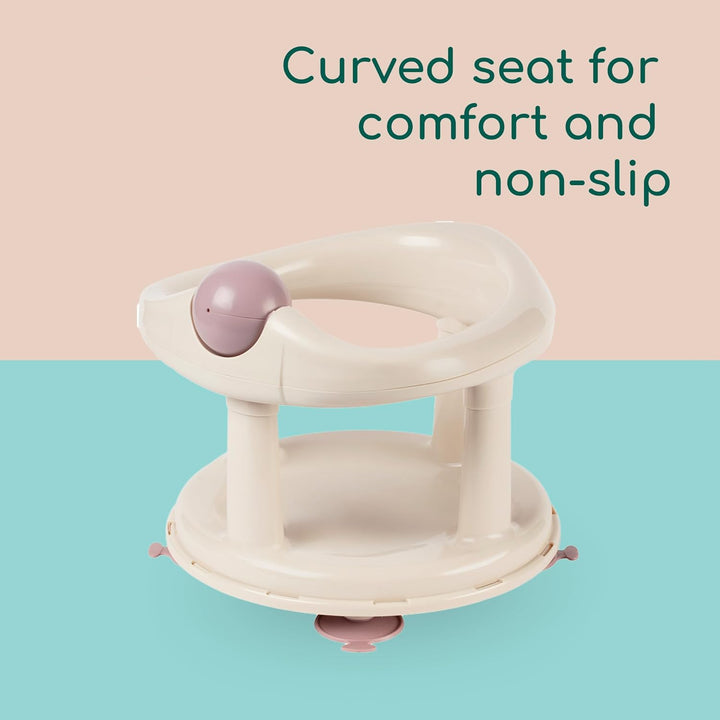 Swivel Bath Seat, 6 - 12 Months, Max. 10 Kg, Child Bath Support Seat, Non-Slip, Ergonomical, Suction Cups, Beige