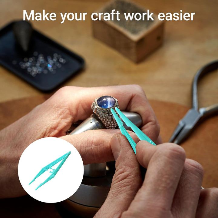 10Pcs Reusable Plastic Tweezers for Kids Portable Medical Tweezers Comfort Grip First Aid Tweezer Serrated Tips for Kids DIY Arts Crafts Health Beauty Professional Use (10.5Cm, Green)