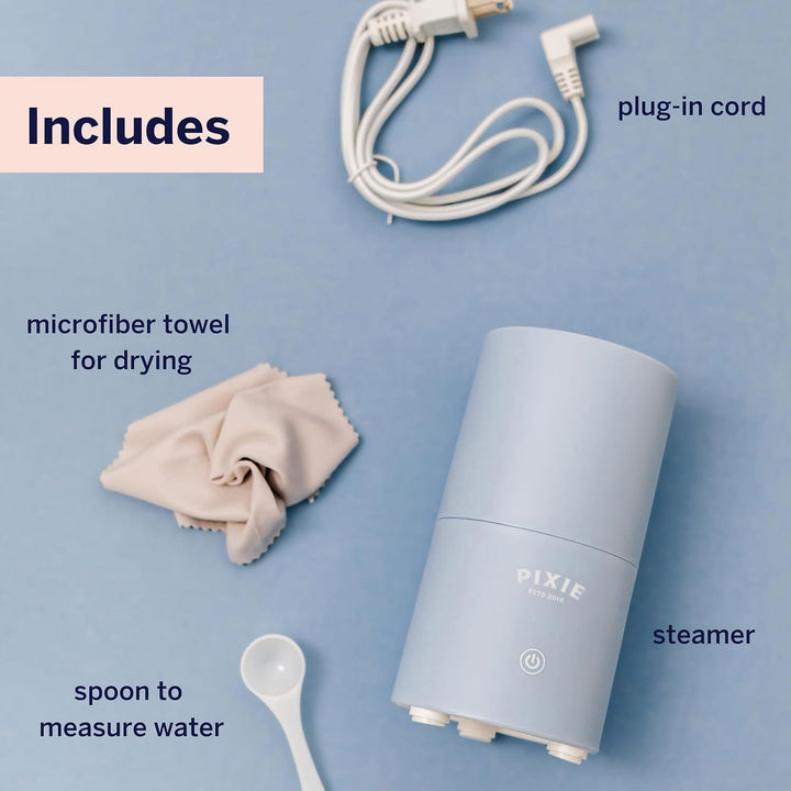 Pixie Menstrual Cup & Disc Steamer Sterilizer 2.0 - Kills 99.9% of Germs with Cleaner Steam - Wash Your Period Cup in 3 Minutes! - the Most Asked for Sensor On-Off Button & Must Have Cylinder Shape