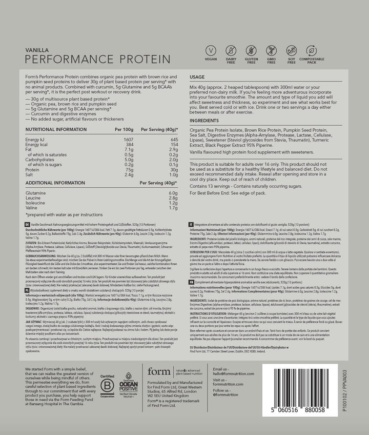 Perance Protein - Vegan Protein Powder - 30G Plant Based Protein per Serving, with Bcaas and Digestive Enzymes. Perfect Post Workout. Tastes Great with Just Water! - Vanilla