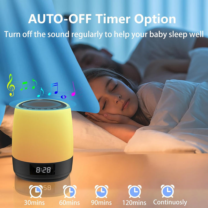 White Noise Machine Baby, 34 Soothing Sounds, 8 Colors Night Light, Battery Powered Bluetooth Function Sleep Timer, White Noise Sound Machine for Adults Kids Sleeping