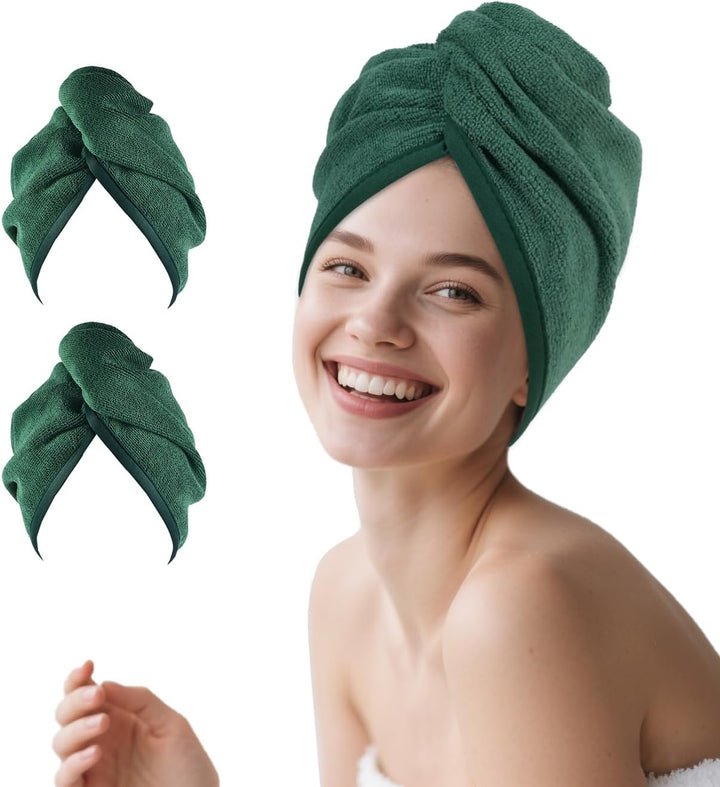 Microfibre Hair Towel Drying Wrap: 2Pack Head Dry Towel Twist Drying Turban anti Frizz Long Quick Rapid Absorbent Women Wet Plopping Curly Hair Turban Twisty for Girls