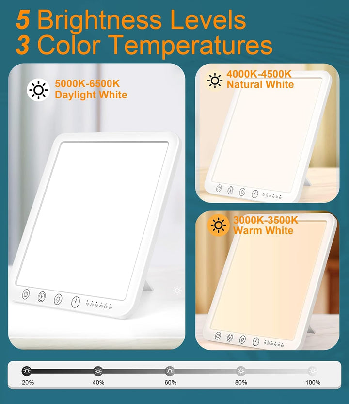 SAD Lamp - 15000 Lux Light Therapy with 3 Color Temperature, 6 Timer, Memory Function, Touch Control for Office/Desk/Home/Sleep