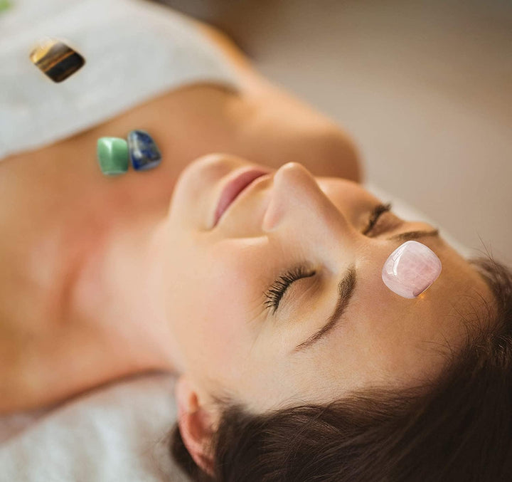 Healing Crystals for Use as 7 Chakra Stones, Worry Stones, Hot Spa Rock & Massage Stones for Grounding Balancing Soothing Meditation Reiki (Set of 8)