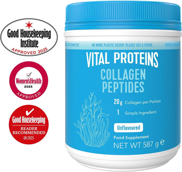 Collagen Peptides Powder Supplement (Type I, III), Unflavoured Hydrolyzed Collagen-Hair, Skin, Nail Support Supplement, Paleo, Gluten Free, Non-Gmo, 20G per Serving 587G Canister, 1Pack